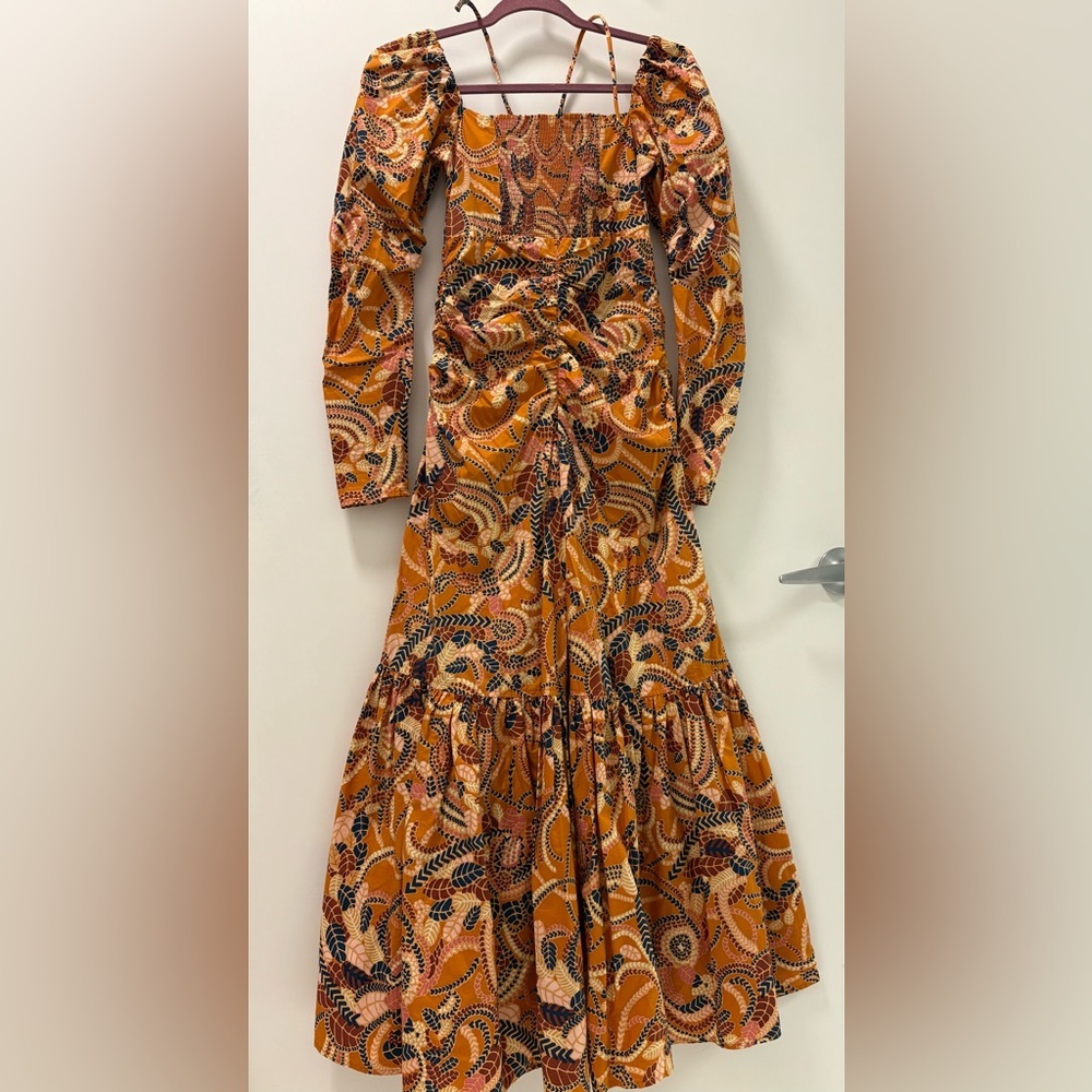 A.L.C  Paisley Print Cotton Long Dress Size 2 - Picture 6 of 14